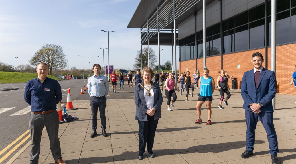 Outdoor exercise class at Perdiswell Leisure Centre