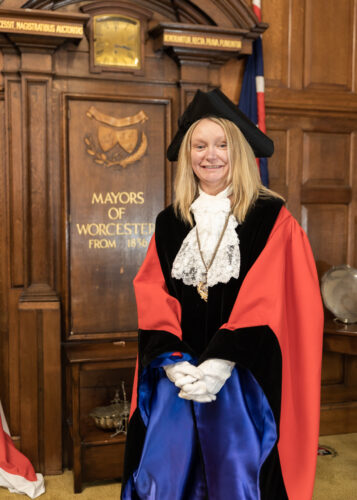 Deputy Mayor of Worcester Mel Allcott in her Robes in the Mayor's Parlour
