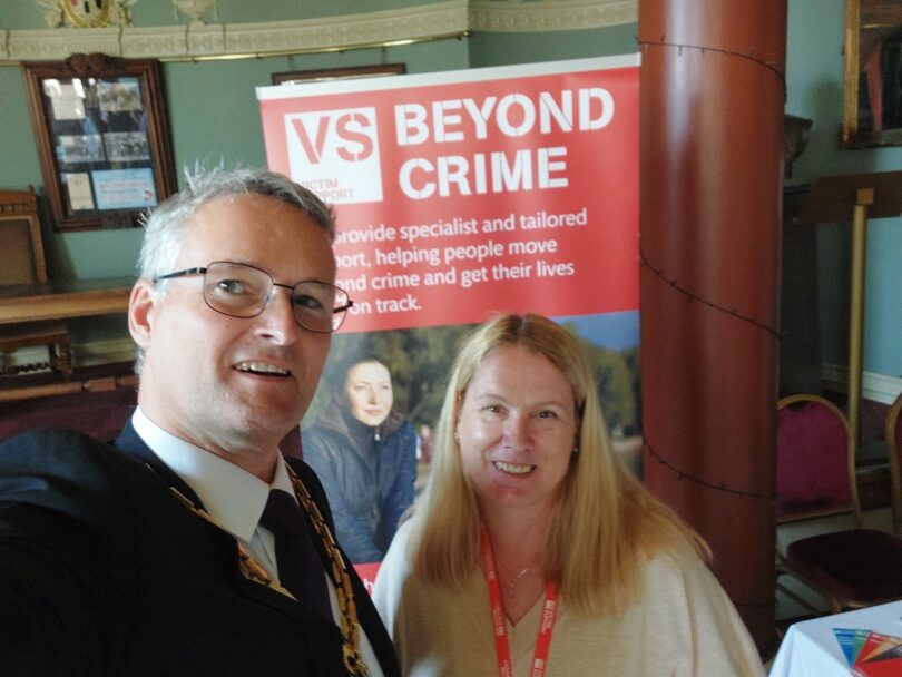 The Mayor at the Volunteer Expo with Clare Griffiths of Victim Support