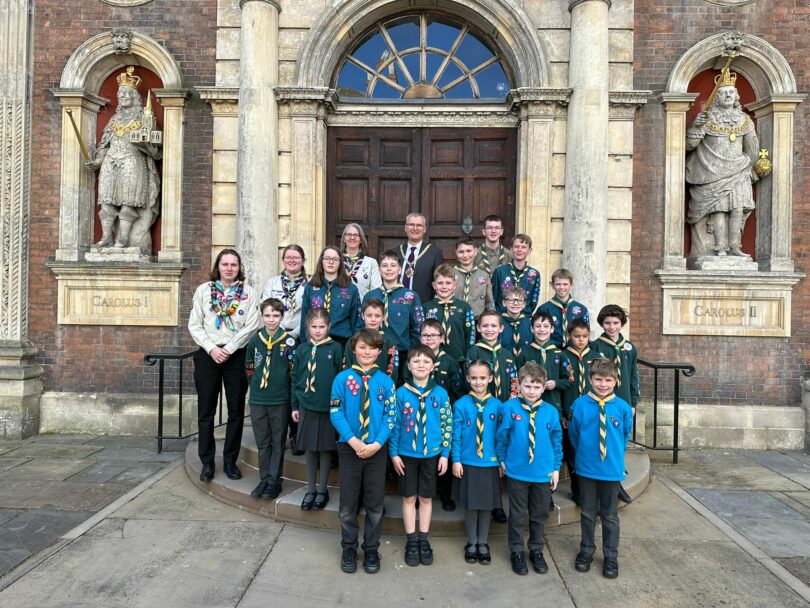 Mayor Louis Stephen with members of the St George's Day Parade