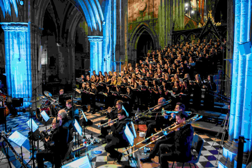 Youth Choral Worcs in Worcester Cathedral performing Mass in Blue