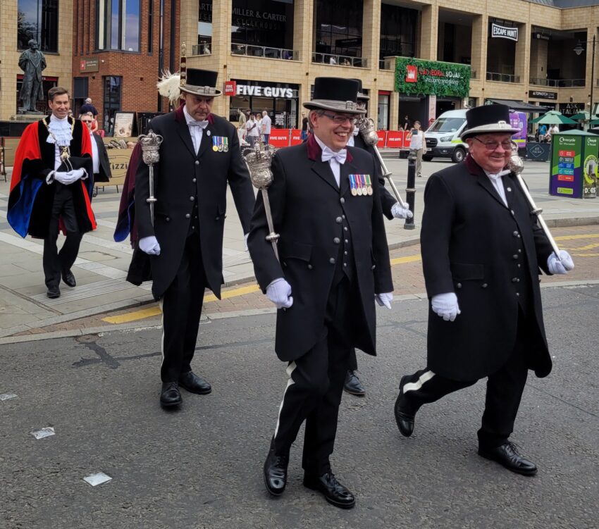 People walking during the Civic Service