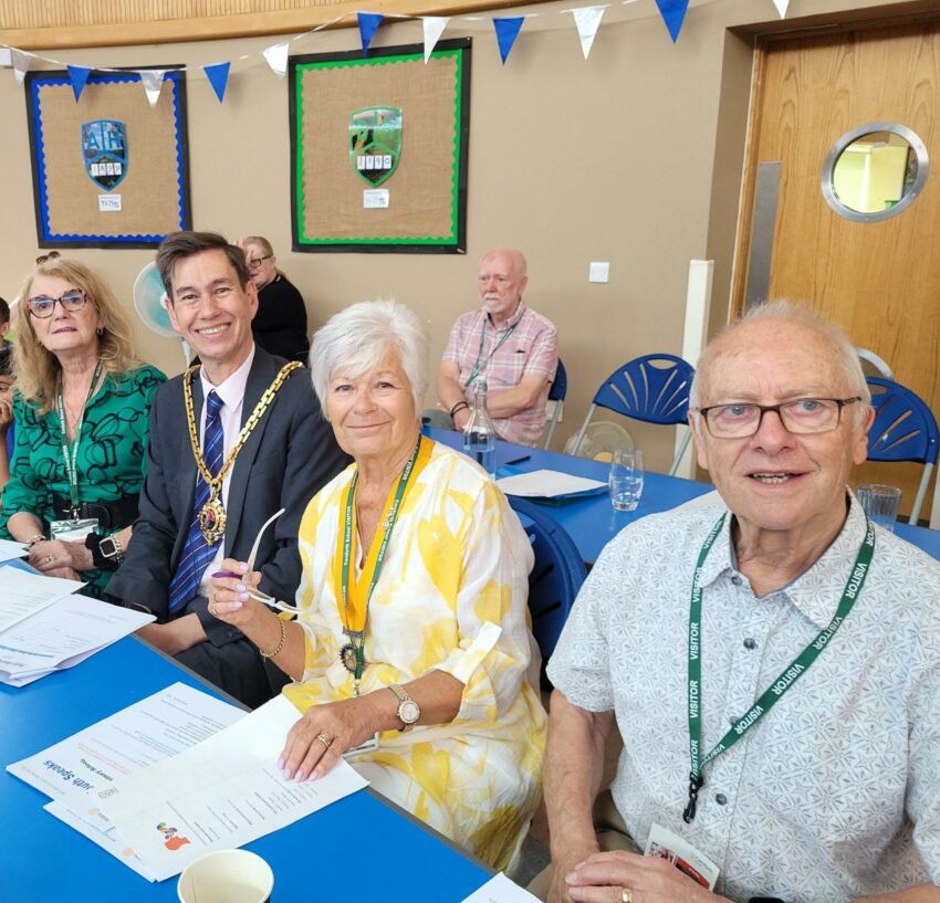 Councillor Dr Matt Lamb, Mayor of Worcester, part of the judging team at Carnforth School for their Rotary Junior Youth Speaks event.