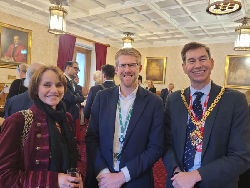 L-R: Mayoress, Cllr Zoe Cookson; MP for Worcester, Tom Collins; Mayor of Worcester, Cllr Dr Matt Lamb