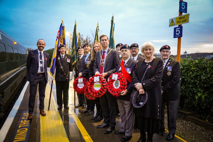 The Mayor of Worcester and military dignitaries with the Poppy Train