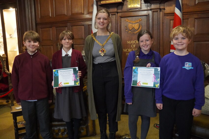 The Mayor of Worcester with Mayor with children from Oldbury Park Primary School and North Worcester Primary Academy